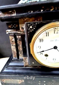 Antique 1880 Seth Thomas Marble Clock With Statue Topper