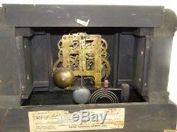 Antique 1880 pat. Seth Thomas Adamantine Mantel Clock 295 6 Pillar Ornate
