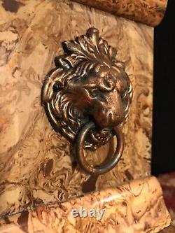 Antique 1880's Seth Thomas Adamantine Faux Marbled Mantel Clock Lion Head No Key