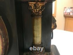 Antique 1880ish Seth Thomas Adamantine Mantle Clock WithKEY Brass & Faux Marble