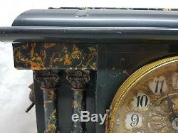 Antique 1880s Seth Thomas Wind Up Mantel Clock Adamantine Lion 4 Column WORKS