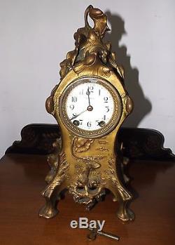 Antique 1900 Seth Thomas Art Nouveau Solid Bronze 14 Day Mantle Clock R. Kaiser