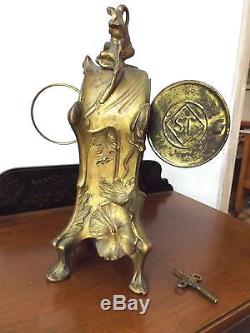 Antique 1900 Seth Thomas Art Nouveau Solid Bronze 14 Day Mantle Clock R. Kaiser