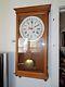 Antique 1900 Seth Thomas Oak Case Regulator Wall Clock With Calendar Runs Great