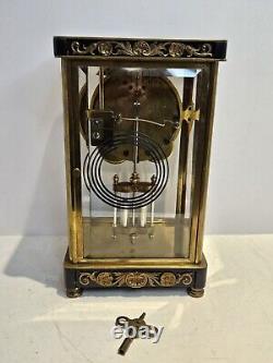 Antique 1900 Working SETH THOMAS Victorian Brass & Glass Crystal Regulator Clock