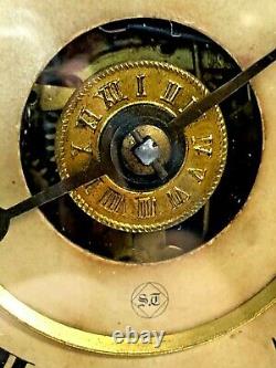 Antique 1900s Seth Thomas Alarm 8 Day Mantle Clock w Key