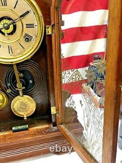 Antique 1900s Seth Thomas Alarm 8 Day Mantle Clock w Key