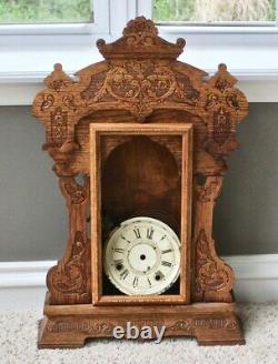 Antique 1904 Seth Thomas Gingerbread Oak Wood Clock Case w Parts Only