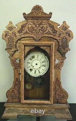 Antique 1904 Seth Thomas Gingerbread Oak Wood Clock Case w Parts Only