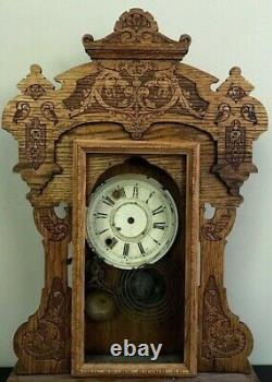 Antique 1904 Seth Thomas Gingerbread Oak Wood Clock Case w Parts Only