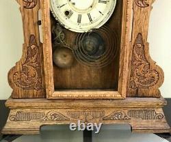 Antique 1904 Seth Thomas Gingerbread Oak Wood Clock Case w Parts Only