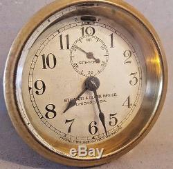 Antique 1908 Stewart & Clark Automobile Clock Seth Thomas Phinney Walker Brass