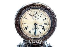 Antique 1909 SETH THOMAS LONG ALARM Windup Clock with Ornate Victorian Metal Case