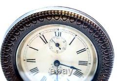 Antique 1909 SETH THOMAS LONG ALARM Windup Clock with Ornate Victorian Metal Case