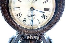 Antique 1909 SETH THOMAS LONG ALARM Windup Clock with Ornate Victorian Metal Case