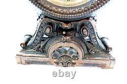 Antique 1909 SETH THOMAS LONG ALARM Windup Clock with Ornate Victorian Metal Case