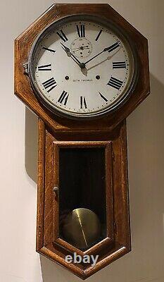 Antique 1913 SETH THOMAS World Octagon Long Drop 30 Day Regulator Wall Clock