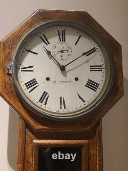 Antique 1913 SETH THOMAS World Octagon Long Drop 30 Day Regulator Wall Clock