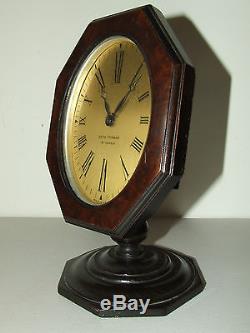 Antique 1920's SETH THOMAS Art Deco Mahogany Octagon Pedestal Base Desk Clock