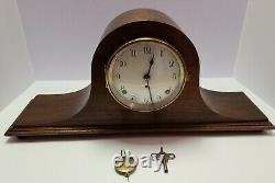 Antique 1920's SETH THOMAS Mahogany Art Deco Tambour Humpback Mantel Shelf Clock