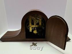 Antique 1920's SETH THOMAS Mahogany Art Deco Tambour Humpback Mantel Shelf Clock
