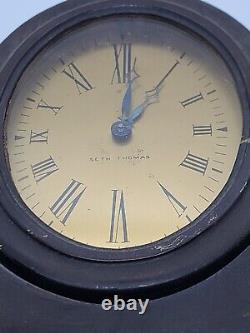 Antique 1920's Seth Thomas 8 Day Gothic Art Deco Mahogany Coat Shelf Clock