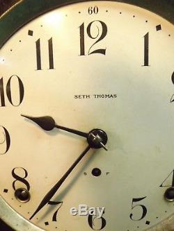 Antique 1920s Seth Thomas 8 Day Tambour Tombstone Shelf Mantle Clock Runs Great