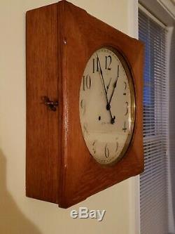 Antique 1921 SETH THOMAS 30 Day Office #11 Oak Gallery Regulator Wall Clock 86T
