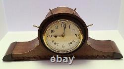 Antique 1939 SETH THOMAS Deco Nautical'Ships Wheel' Tambour Mantel Shelf Clock