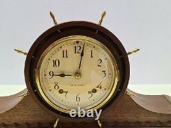 Antique 1939 SETH THOMAS Deco Nautical'Ships Wheel' Tambour Mantel Shelf Clock