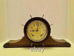 Antique 1939 SETH THOMAS Deco Nautical'Ships Wheel' Tambour Mantel Shelf Clock