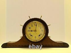 Antique 1939 SETH THOMAS Deco Nautical'Ships Wheel' Tambour Mantel Shelf Clock