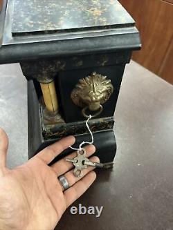 Antique 4 Pillar Seth Thomas Style Mantle Clock With Key
