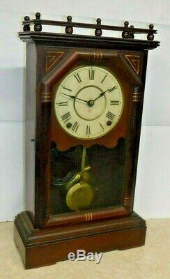 Antique 8 Day Seth Thomas City Series Omaha Mantle Chime Clock Clean Working