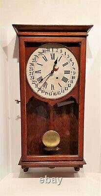 Antique 8 Day Seth Thomas Office Calendar Regulator Wall Clock 35 In Tall Works