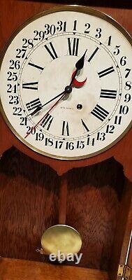 Antique 8 Day Seth Thomas Office Calendar Regulator Wall Clock 35 In Tall Works