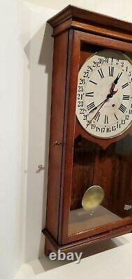 Antique 8 Day Seth Thomas Office Calendar Regulator Wall Clock 35 In Tall Works