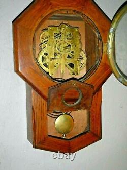 Antique 8 Day Seth Thomas Short Drop Wall Regulator Chime Clock Working Mvt. 89k