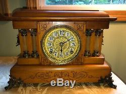 Antique Adamantine Seth Thomas 295 N. Imperial Mantel Clock Wood Vintage Vtg
