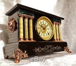 Antique Adamantine Seth Thomas 6 Columns Mantel Clock. Restored. No Reserve