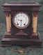 Antique Adamantine Seth Thomas Shelf Mantel Column Clock Lions Heads Pat. 1880