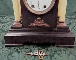 Antique Adamantine Seth Thomas shelf mantel Column clock Lions Heads Pat. 1880