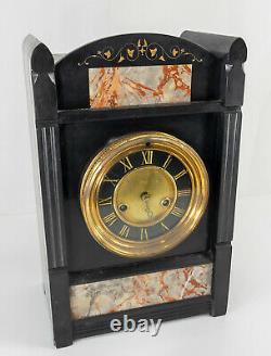 Antique Aesthetic Black Marble Seth Thomas Mantle Clock Randall T Andrews