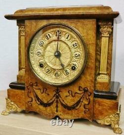 Antique American 8 Day Striking Walnut & Gilt Metal Seth Thomas Mantel Clock