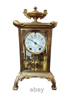 Antique Art Nouveau Seth Thomas Crystal Regulator Clock 8-Day, Time/Strike