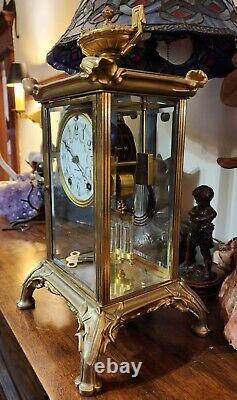 Antique Art Nouveau Seth Thomas Crystal Regulator Clock 8-Day, Time/Strike