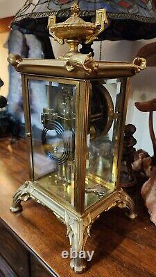 Antique Art Nouveau Seth Thomas Crystal Regulator Clock 8-Day, Time/Strike