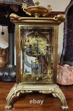 Antique Art Nouveau Seth Thomas Crystal Regulator Clock 8-Day, Time/Strike