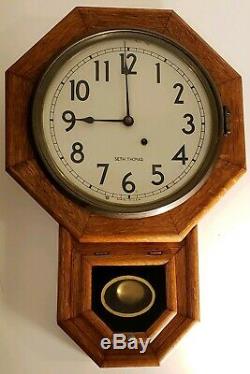 Antique BALL WATCH CO. Seth Thomas Railroad RR Octagon Drop Regulator Wall Clock