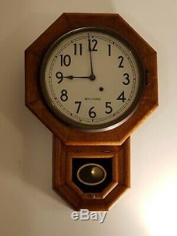 Antique BALL WATCH CO. Seth Thomas Railroad RR Octagon Drop Regulator Wall Clock
